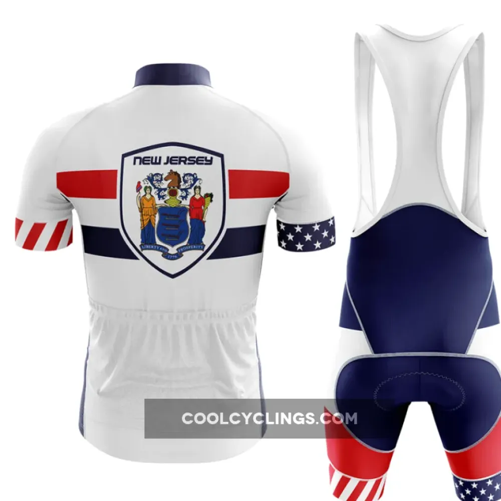 New Jersey V5 Cycling Kit Full Set White/Red/Navy